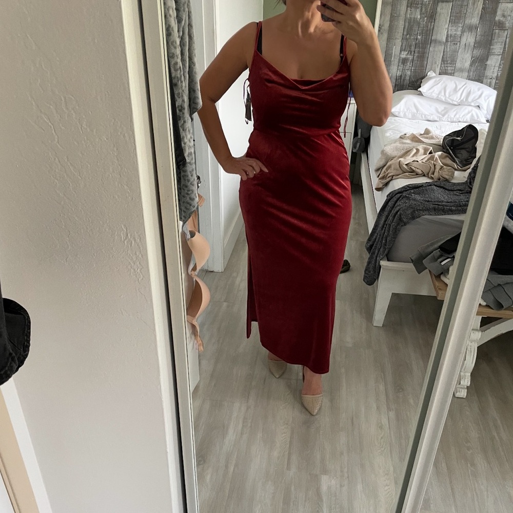 Elegant Velvet Red Dress PROM